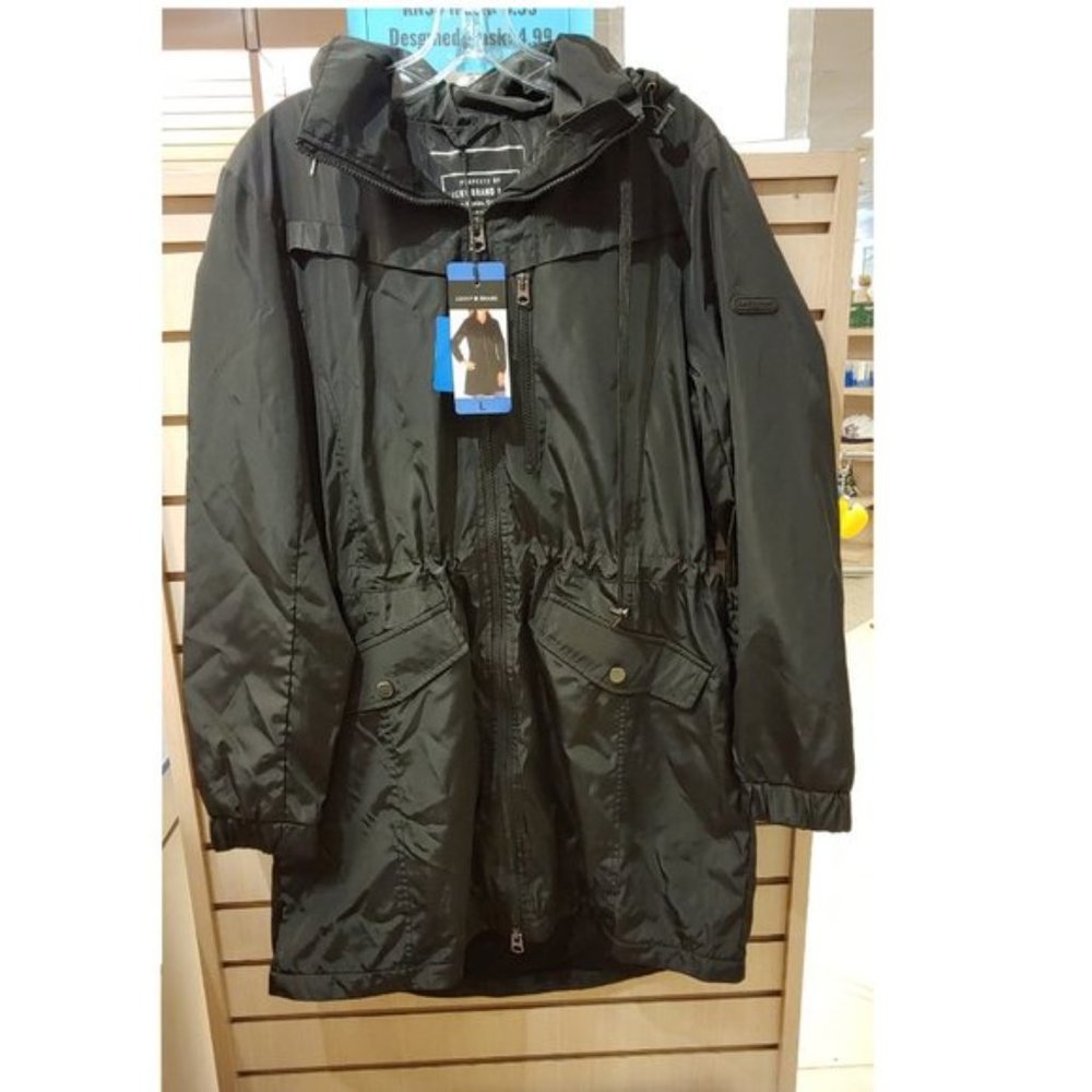 LUCKY BRAND Womens Light Weight Premium Performance Rain Jacket Coat - Black
